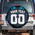 Personalised Port Adelaide Power Football Spare Tire Cover Teal Lightning Mascot Charging Cityscape