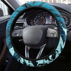 Port Adelaide Power Football Steering Wheel Cover Teal Lightning Mascot Charging Cityscape