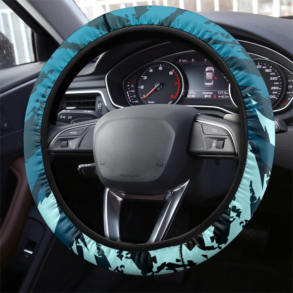 Port Adelaide Power Football Steering Wheel Cover Teal Lightning Mascot Charging Cityscape