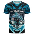 Personalised Port Adelaide Power Football T Shirt Teal Lightning Mascot Charging Cityscape