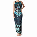 Personalised Port Adelaide Power Football Tank Maxi Dress Teal Lightning Mascot Charging Cityscape