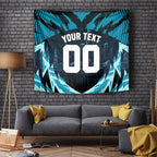 Personalised Port Adelaide Power Football Tapestry Teal Lightning Mascot Charging Cityscape
