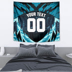 Personalised Port Adelaide Power Football Tapestry Teal Lightning Mascot Charging Cityscape