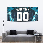 Personalised Port Adelaide Power Football Tapestry Teal Lightning Mascot Charging Cityscape
