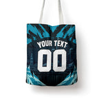 Personalised Port Adelaide Power Football Tote Bag Teal Lightning Mascot Charging Cityscape