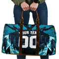 Personalised Port Adelaide Power Football Travel Bag Teal Lightning Mascot Charging Cityscape