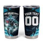 Personalised Port Adelaide Power Football Tumbler Cup Teal Lightning Mascot Charging Cityscape