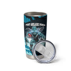 Personalised Port Adelaide Power Football Tumbler Cup Teal Lightning Mascot Charging Cityscape