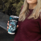 Personalised Port Adelaide Power Football Tumbler Cup Teal Lightning Mascot Charging Cityscape