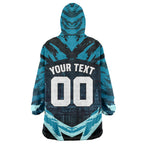 Personalised Port Adelaide Power Football Wearable Blanket Hoodie Teal Lightning Mascot Charging Cityscape
