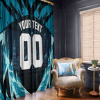 Personalised Port Adelaide Power Football Window Curtain Teal Lightning Mascot Charging Cityscape