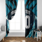 Personalised Port Adelaide Power Football Window Curtain Teal Lightning Mascot Charging Cityscape
