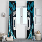 Personalised Port Adelaide Power Football Window Curtain Teal Lightning Mascot Charging Cityscape