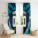 Personalised Port Adelaide Power Football Window Curtain Teal Lightning Mascot Charging Cityscape