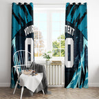 Personalised Port Adelaide Power Football Window Curtain Teal Lightning Mascot Charging Cityscape