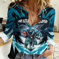 Personalised Port Adelaide Power Football Women Casual Shirt Teal Lightning Mascot Charging Cityscape