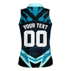 Personalised Port Adelaide Power Football Women Sleeveless Polo Shirt Teal Lightning Mascot Charging Cityscape