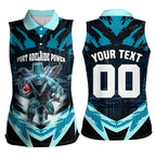 Personalised Port Adelaide Power Football Women Sleeveless Polo Shirt Teal Lightning Mascot Charging Cityscape