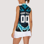 Personalised Port Adelaide Power Football Women Sleeveless Polo Shirt Teal Lightning Mascot Charging Cityscape