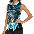Personalised Port Adelaide Power Football Women Sleeveless Polo Shirt Teal Lightning Mascot Charging Cityscape