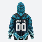 Personalised Port Adelaide Power Football Zip Hoodie Teal Lightning Mascot Charging Cityscape