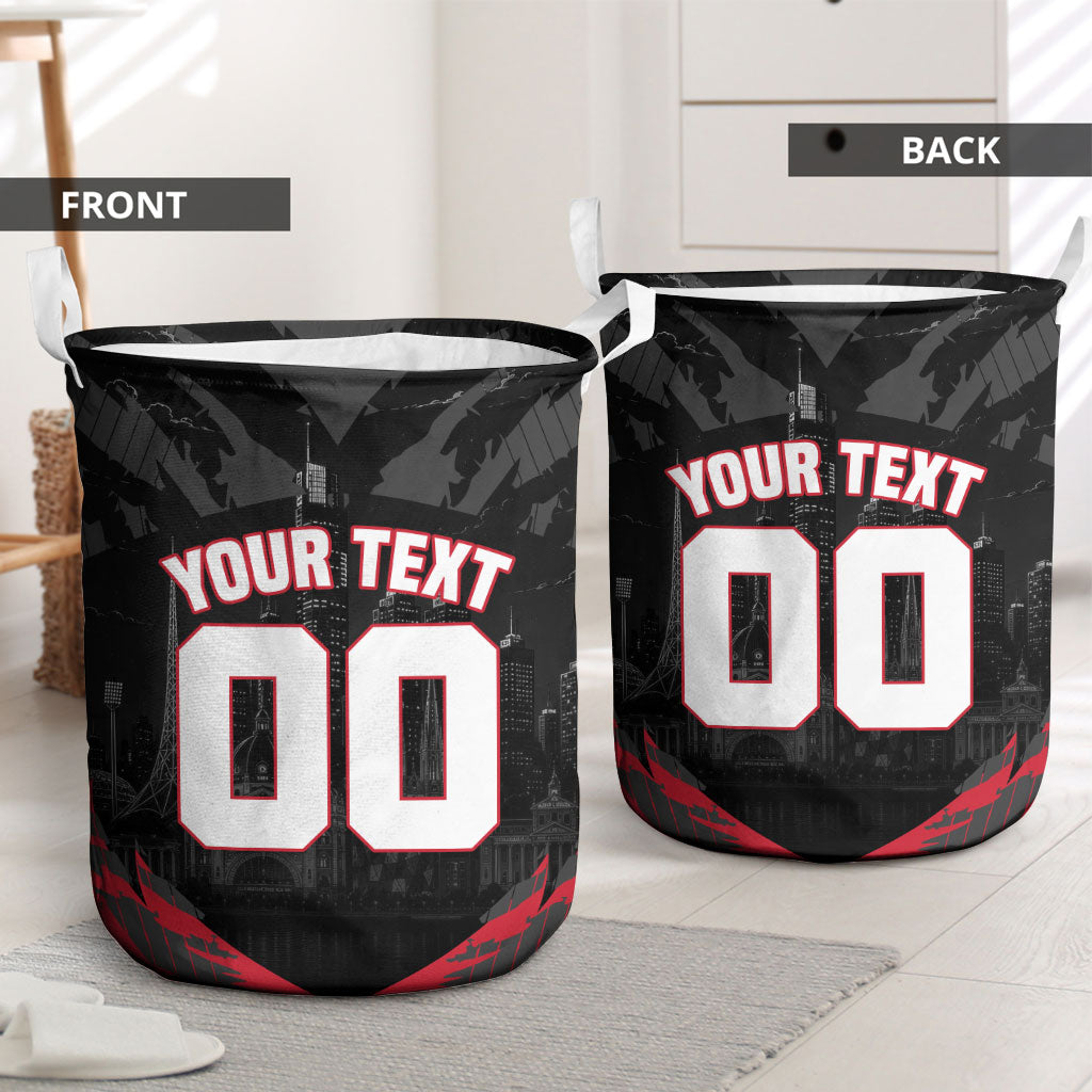 Personalised Essendon Bombers Football Laundry Basket Fierce Mosquito Mascot 3D Grunge City Art