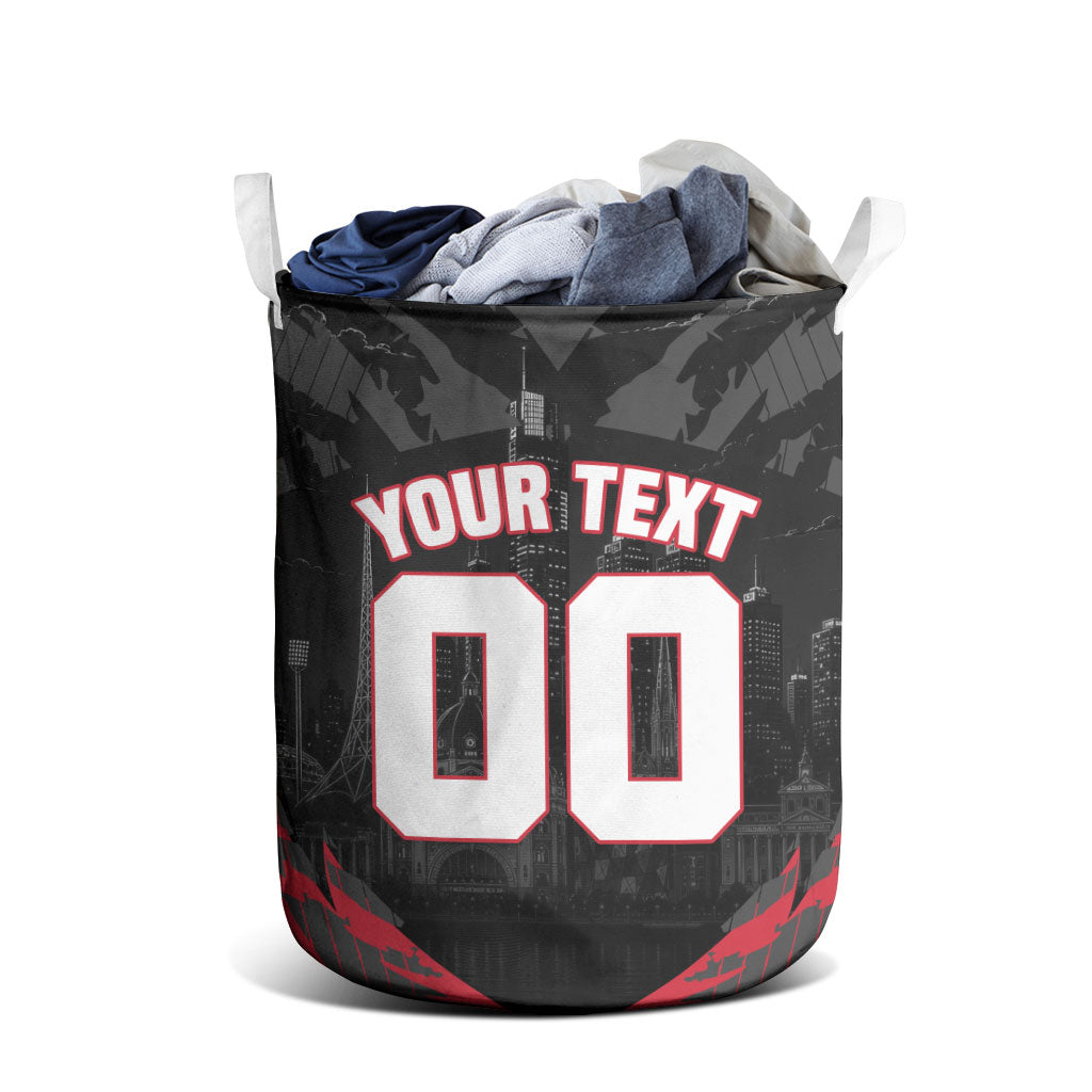 Personalised Essendon Bombers Football Laundry Basket Fierce Mosquito Mascot 3D Grunge City Art
