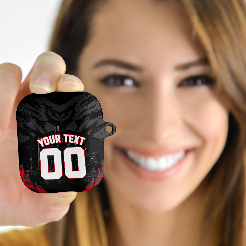 Personalised Essendon Bombers Football AirPods Case Fierce Mosquito Mascot 3D Grunge City Art