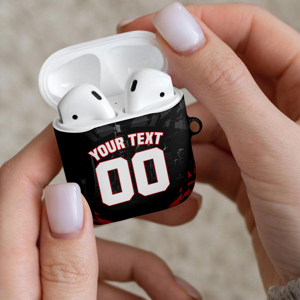 Personalised Essendon Bombers Football AirPods Case Fierce Mosquito Mascot 3D Grunge City Art