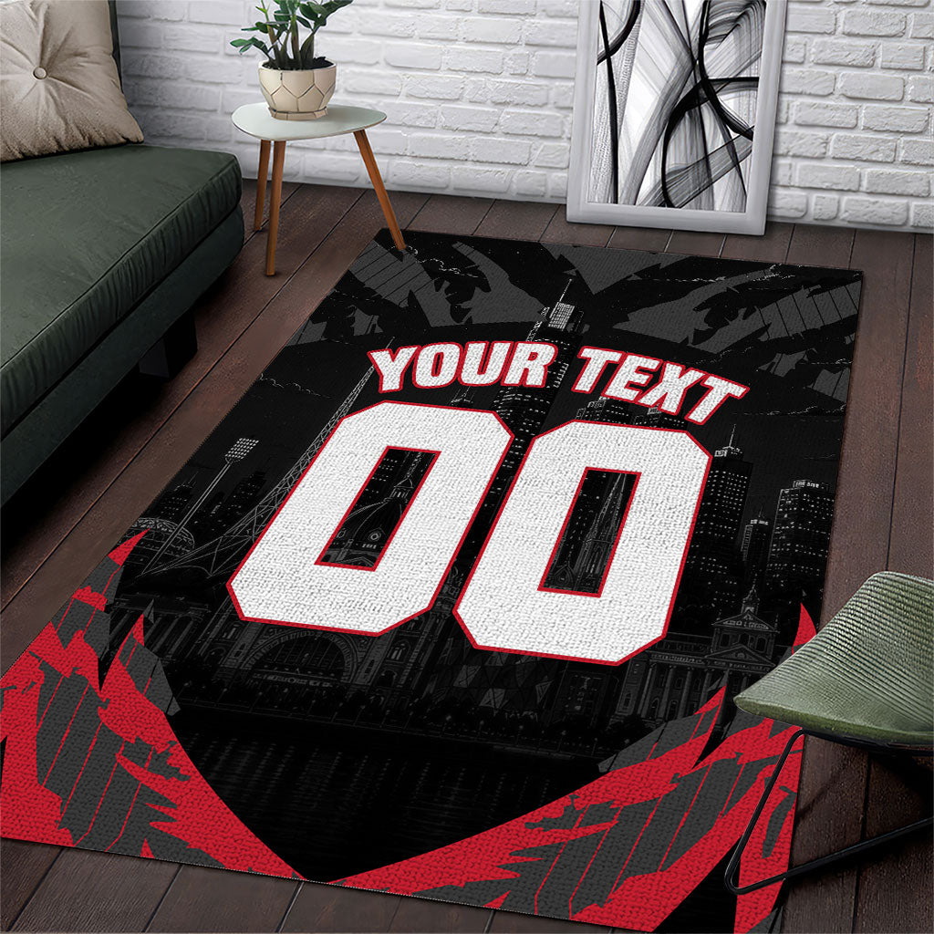 Personalised Essendon Bombers Football Area Rug Fierce Mosquito Mascot 3D Grunge City Art