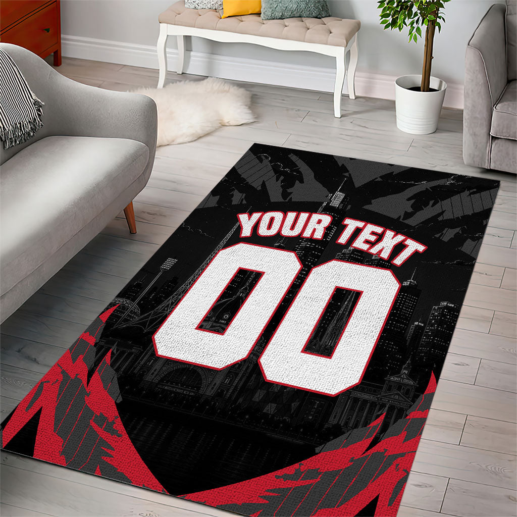 Personalised Essendon Bombers Football Area Rug Fierce Mosquito Mascot 3D Grunge City Art