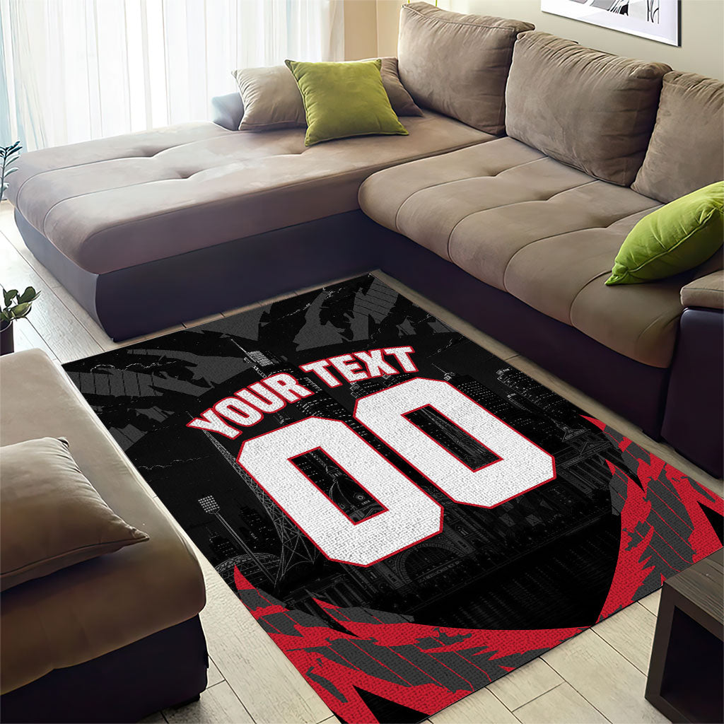 Personalised Essendon Bombers Football Area Rug Fierce Mosquito Mascot 3D Grunge City Art