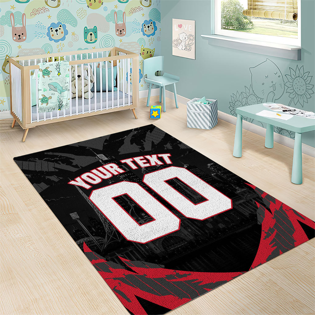 Personalised Essendon Bombers Football Area Rug Fierce Mosquito Mascot 3D Grunge City Art