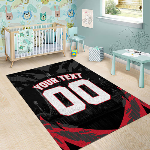 Personalised Essendon Bombers Football Area Rug Fierce Mosquito Mascot 3D Grunge City Art