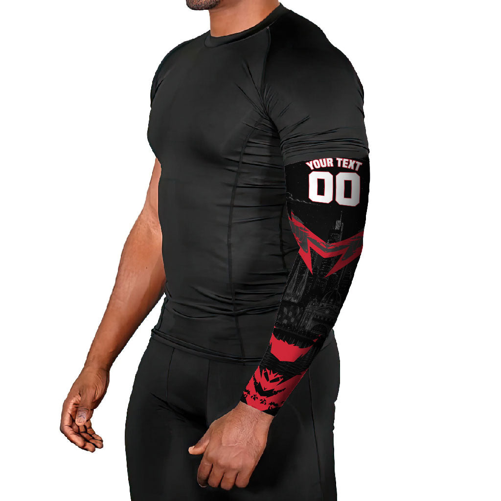 Personalised Essendon Bombers Football Arm Sleeves Fierce Mosquito Mascot 3D Grunge City Art