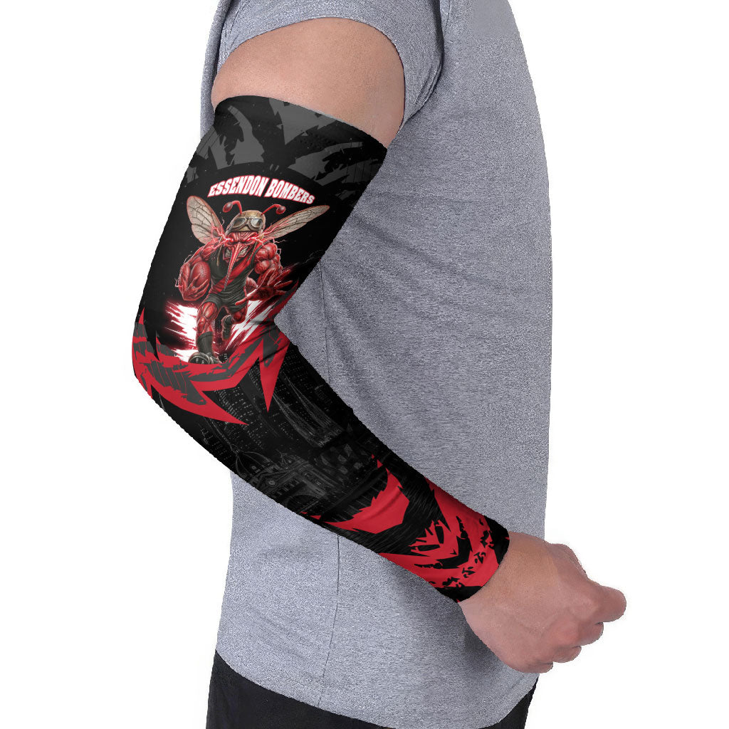 Personalised Essendon Bombers Football Arm Sleeves Fierce Mosquito Mascot 3D Grunge City Art