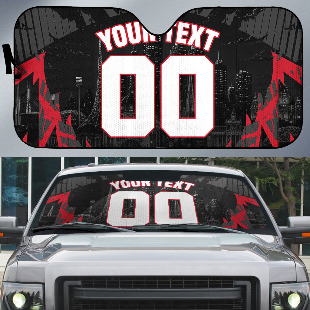 Personalised Essendon Bombers Football Auto Sun Shade Fierce Mosquito Mascot 3D Grunge City Art