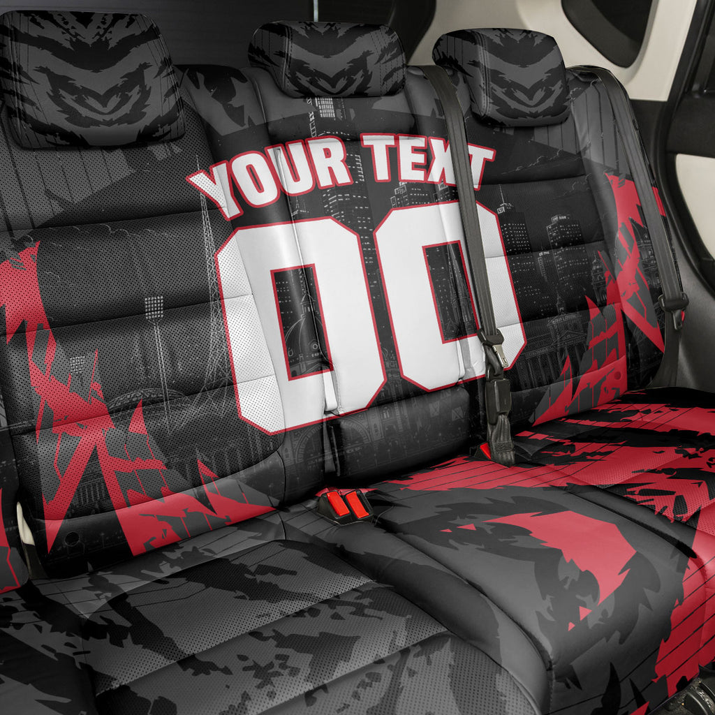 Personalised Essendon Bombers Football Back Car Seat Cover Fierce Mosquito Mascot 3D Grunge City Art