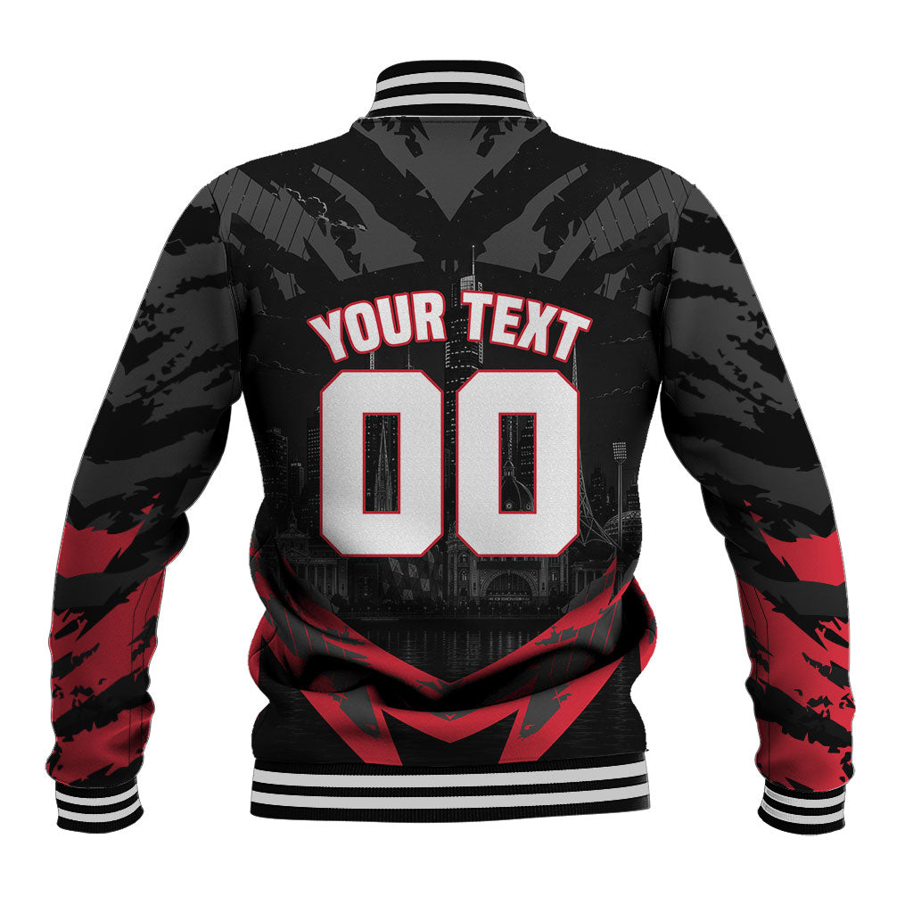 Personalised Essendon Bombers Football Baseball Jacket Fierce Mosquito Mascot 3D Grunge City Art