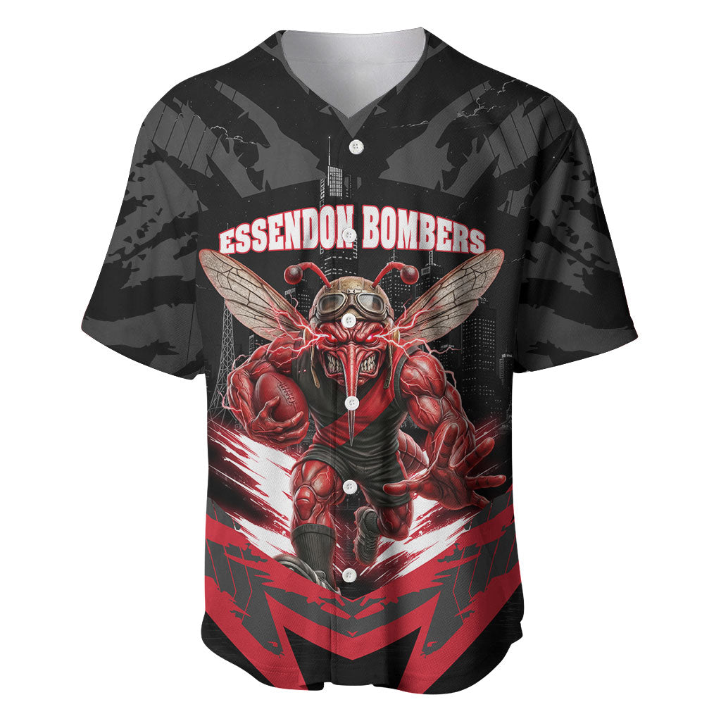 Personalised Essendon Bombers Football Baseball Jersey Fierce Mosquito Mascot 3D Grunge City Art