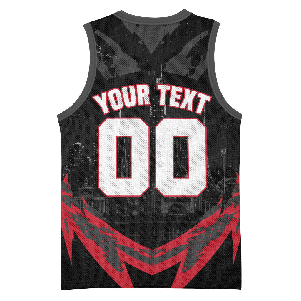 Personalised Essendon Bombers Football Basketball Jersey Fierce Mosquito Mascot 3D Grunge City Art