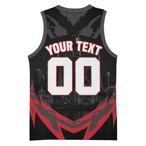 Personalised Essendon Bombers Football Basketball Jersey Fierce Mosquito Mascot 3D Grunge City Art