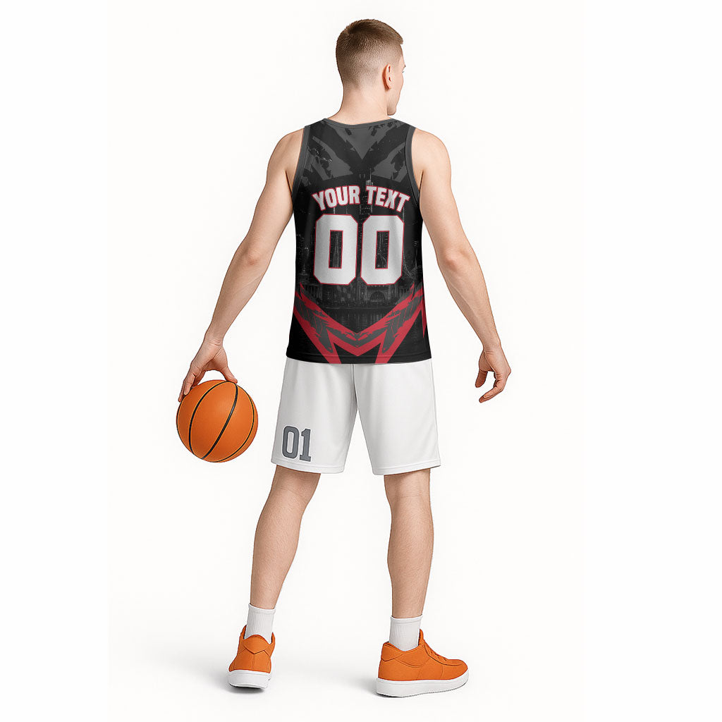 Personalised Essendon Bombers Football Basketball Jersey Fierce Mosquito Mascot 3D Grunge City Art