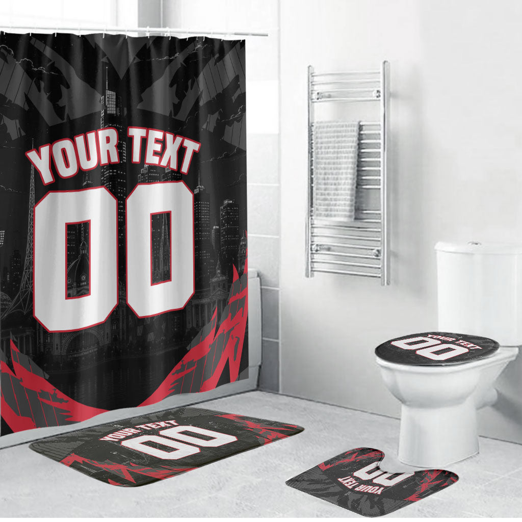 Personalised Essendon Bombers Football Bathroom Set Fierce Mosquito Mascot 3D Grunge City Art