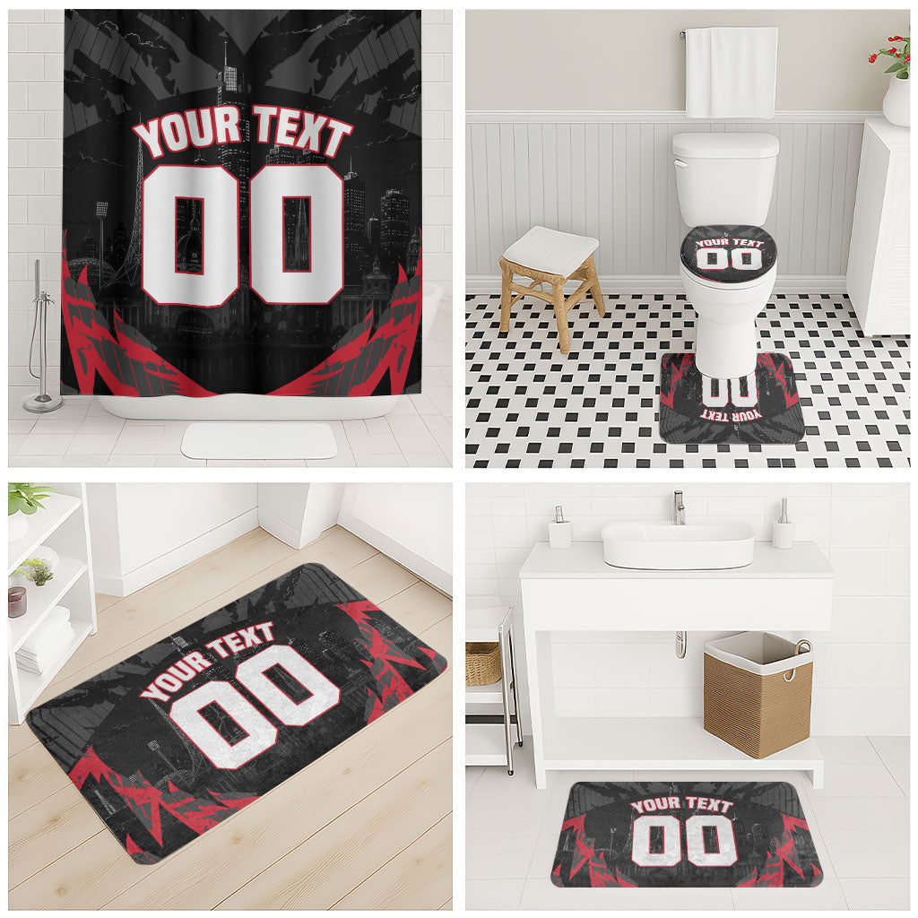 Personalised Essendon Bombers Football Bathroom Set Fierce Mosquito Mascot 3D Grunge City Art