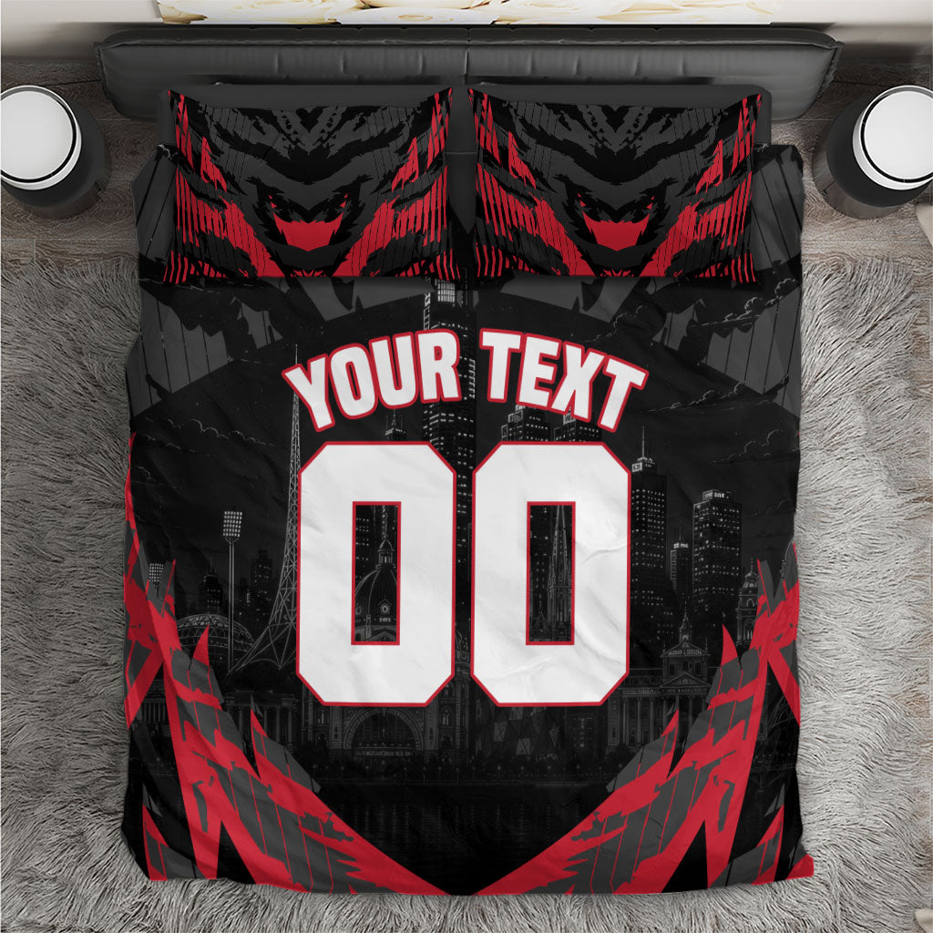 Personalised Essendon Bombers Football Bedding Set Fierce Mosquito Mascot 3D Grunge City Art