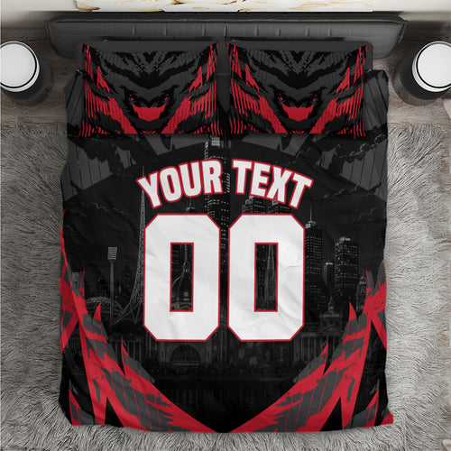 Personalised Essendon Bombers Football Bedding Set Fierce Mosquito Mascot 3D Grunge City Art
