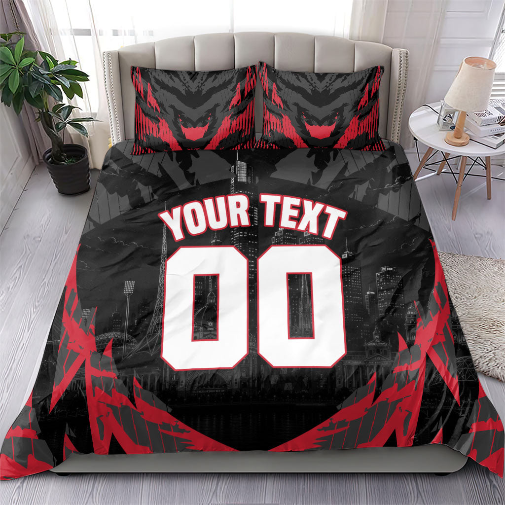 Personalised Essendon Bombers Football Bedding Set Fierce Mosquito Mascot 3D Grunge City Art