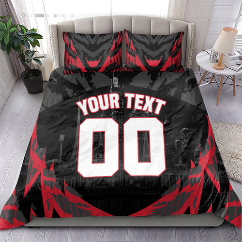 Personalised Essendon Bombers Football Bedding Set Fierce Mosquito Mascot 3D Grunge City Art