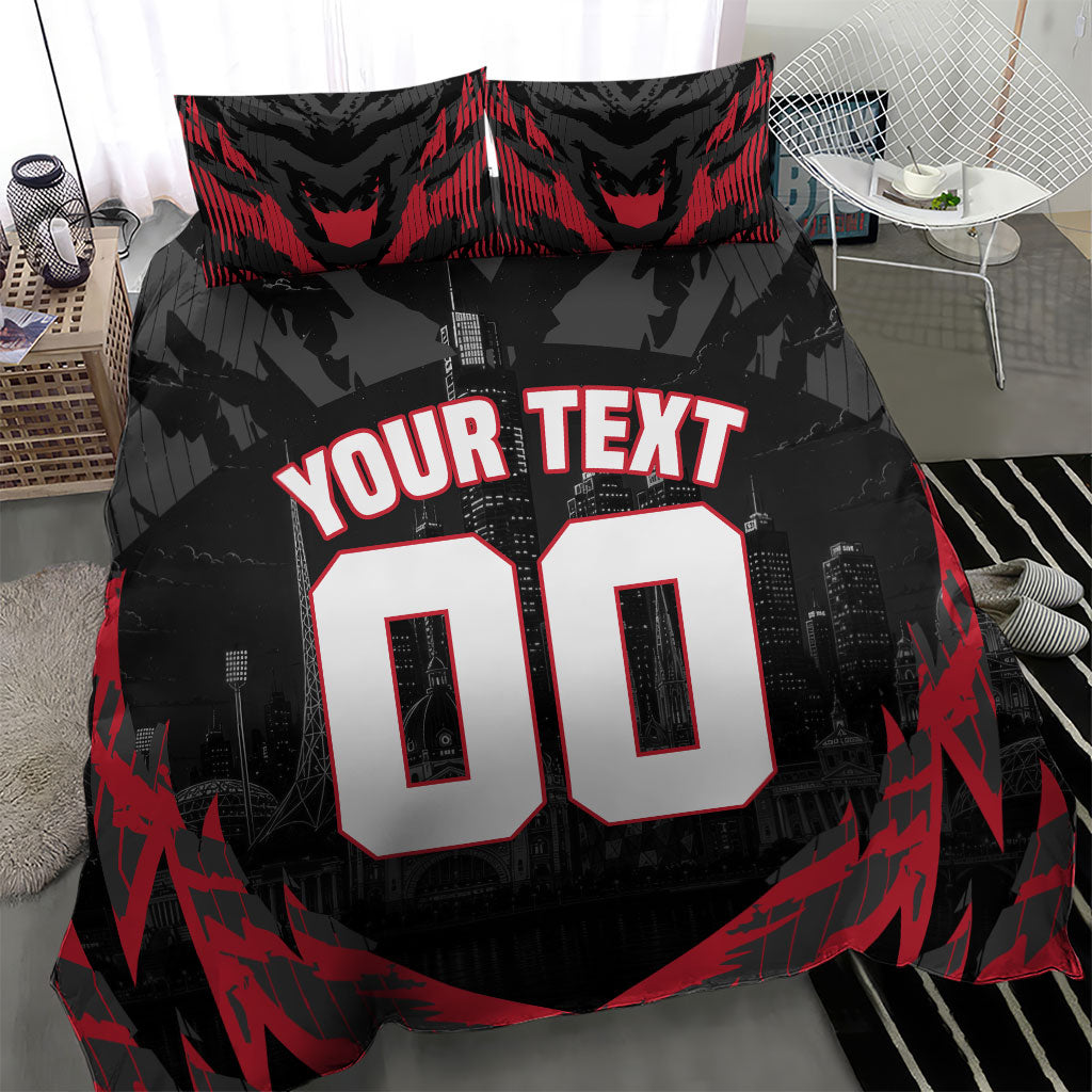 Personalised Essendon Bombers Football Bedding Set Fierce Mosquito Mascot 3D Grunge City Art